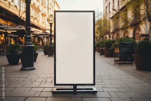Blank Rectangular Street Sign Mockup Created with Generative AI