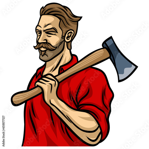 Lumberjack with Axe Illustration Vector Character Design