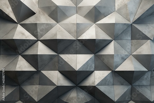 3D wall formed from tiled diamond-shaped blocks with a concrete background. Generative AI