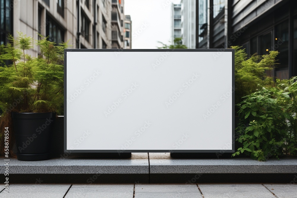 Blank Rectangular Street Sign Mockup Created with Generative AI Blank Rectangular Street Sign Mockup Created with Generative AI