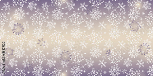 Vector Christmas seamless pattern with snowflakes on the gradient background