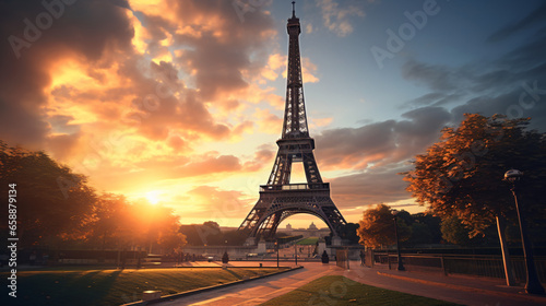 Eiffel Tower in Paris at night France © Tariq