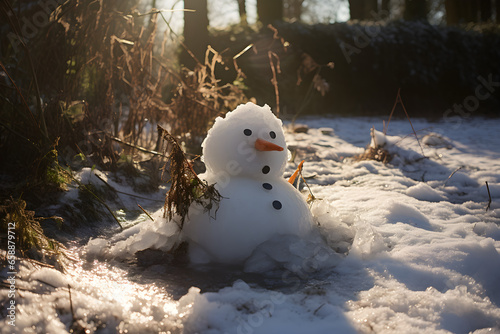 snowman melting in the sun photo