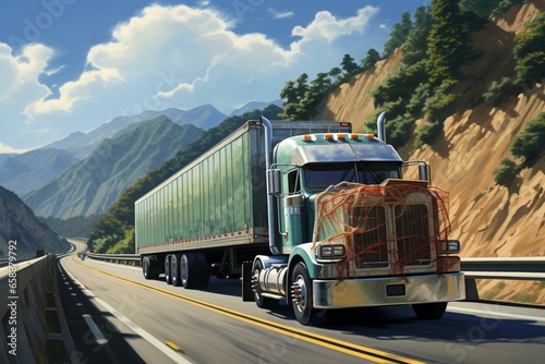 moving truck on freeway. Generative AI