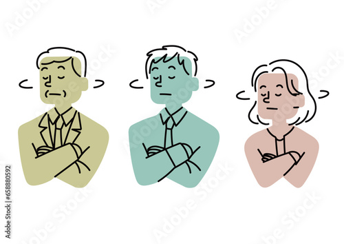 首を振っている人物のイラストセット