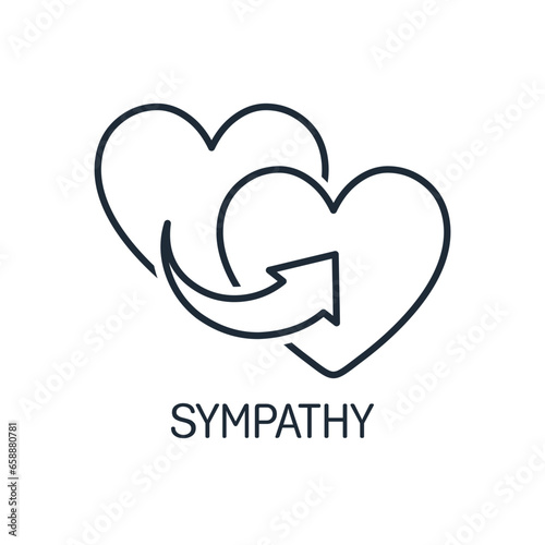 Sympathy and empathy. Vector linear icon isolated on white background.