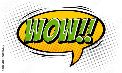 Comic cartoon wow text background speech bubble