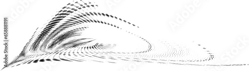 Halftone streamlined frame in the form of mixed concentric circles, semicircles and swirling radials of dots and spots. Space for copying text. Vector.