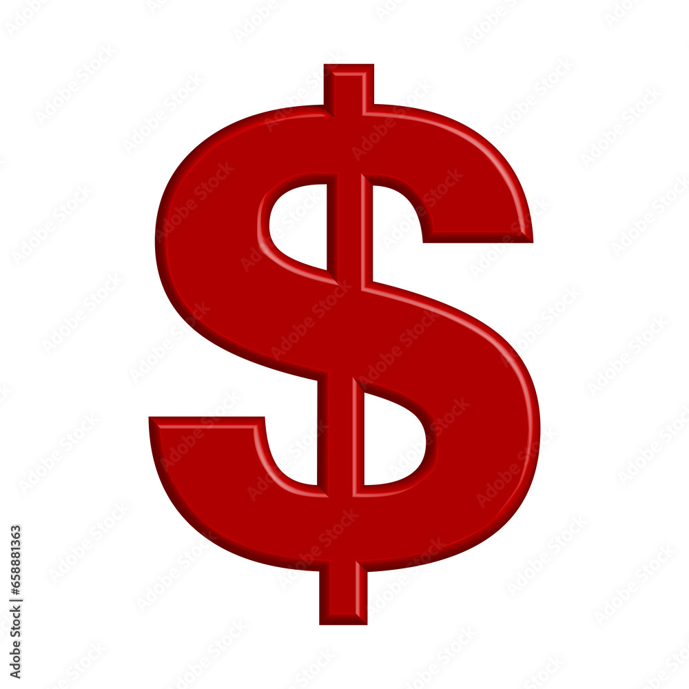 Red dollar icon 3d symbol financial design element Red dollar icon 3d symbol financial design element