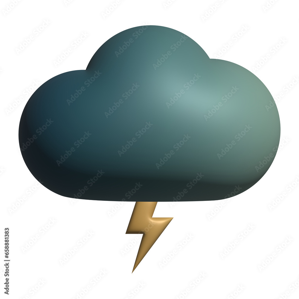 3d clouds with lightning weather symbol 3d clouds with lightning weather symbol