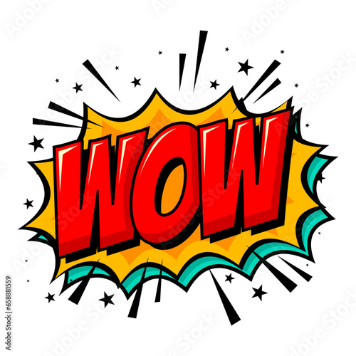 Comic cartoon wow text background speech bubble