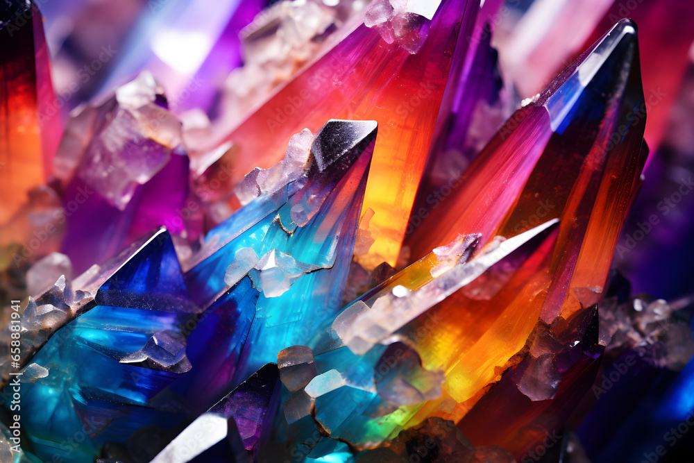 Rainbow crystals close-up background Rainbow crystals close-up background