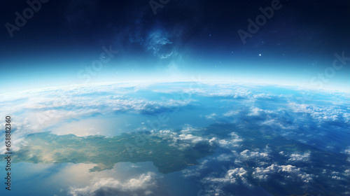 Panoramic view of planet Earth with copy space.