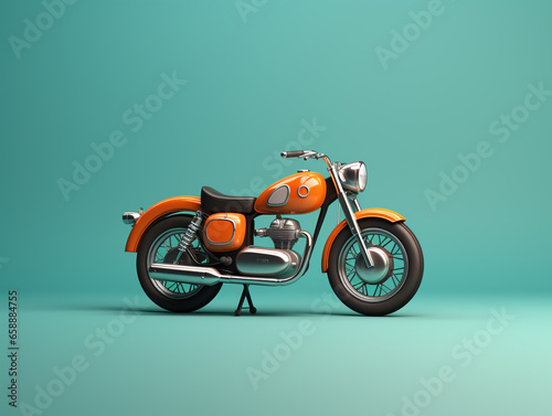 A classic motorcycle model isolated on solid background. Miniature size. 