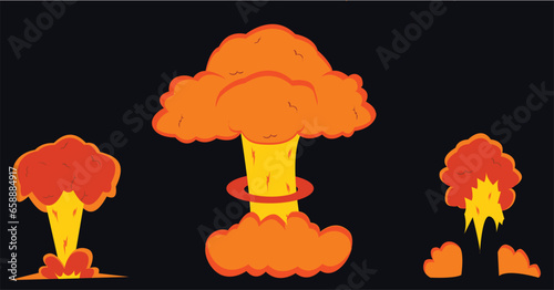 explosion vector effect black background boom set