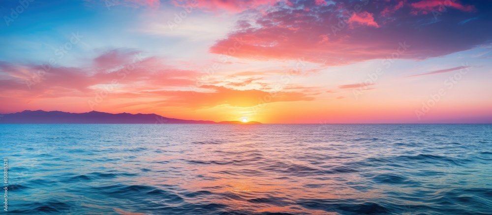 Vibrant sea sunset With copyspace for text