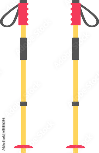 Skiing poles flat icon
