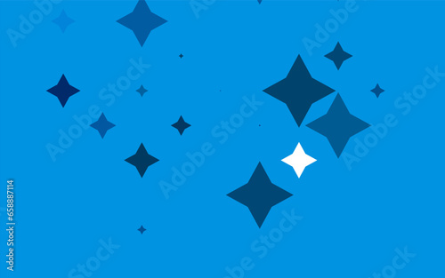 Light BLUE vector template with sky stars. Shining colored illustration with stars. The template can be used as a background.