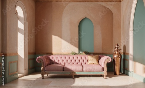 A Touch of Mediterranean Charm in an Irish Living Room Interior generative ai photo