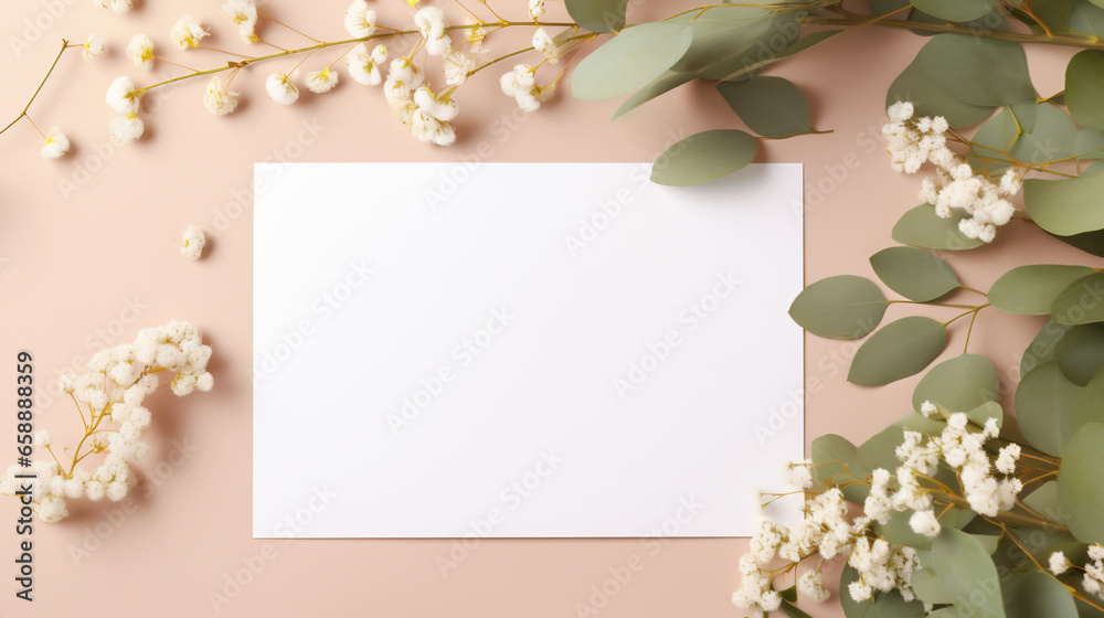 Wedding birthday stationery composition. Blank greet.