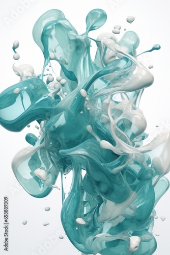 a blue and white liquid splashing