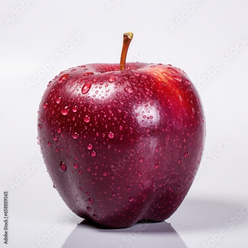 a red apple with water drops on it