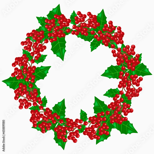 Christmas wreath of holly leaves and berries
