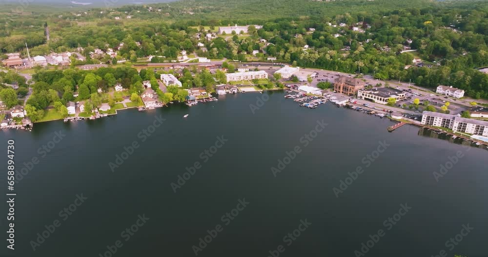 Late afternoon aerial video of Lake Mahopac located in Town of Carmel, Putnam County, New York. Late afternoon aerial video of Lake Mahopac located in Town of Carmel, Putnam County, New York.