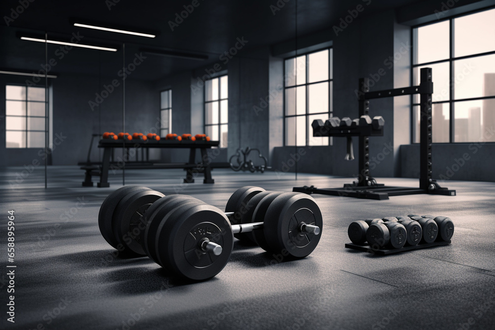 3d rendering dumbbells on the floor in conch 3d rendering dumbbells on the floor in conch