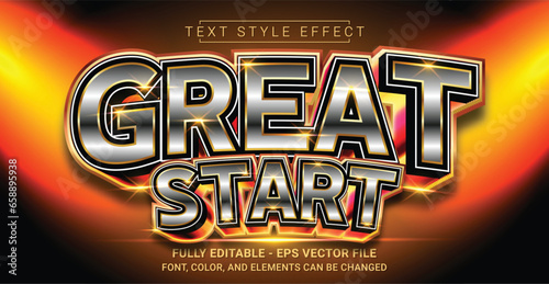Great Start Text Style Effect. Editable Graphic Text Template.