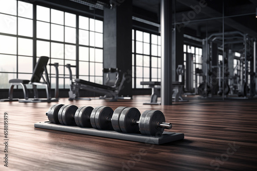 3d rendering dumbbells on the floor in conch © msroster