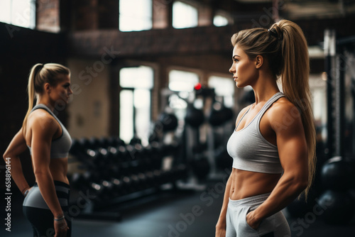 a female bodybuilder is lifting dumbbells