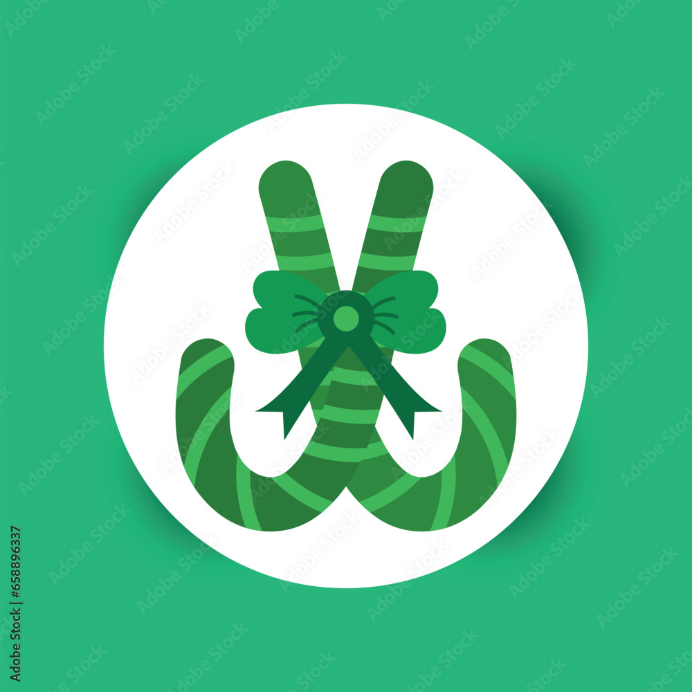 Obraz premium Candy canes with green bow, Christmas and new year symbol