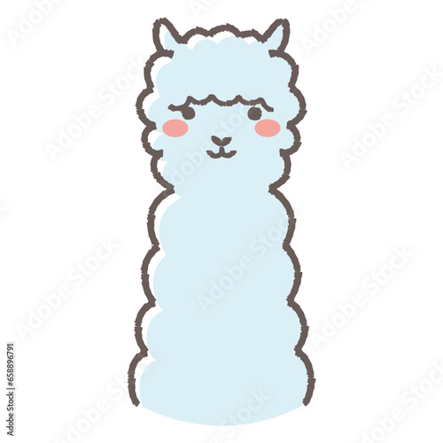 ふわふわのアルパカのイラスト（正面向きの顔）