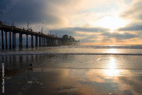 Sunset from the sand in Huntington Beach Ca.