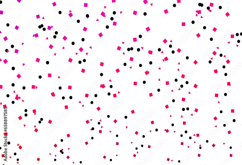 Light Purple, Pink vector background with triangles, circles, cubes.