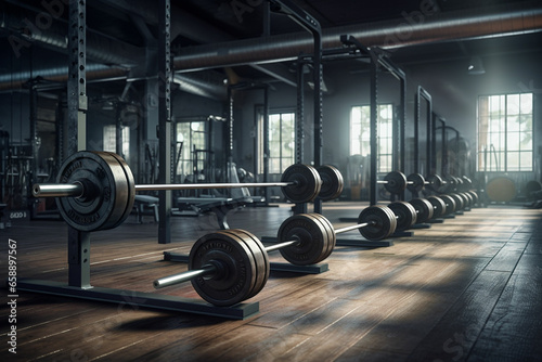 barbells in the gym ai technology generated © msroster