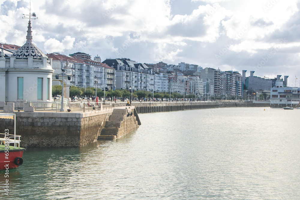 Landscape of Santander waterfront and skyline