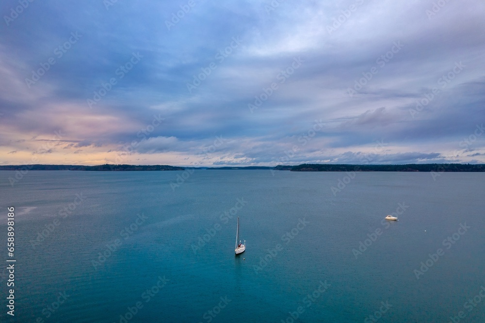 Boats on the Puget Sound at sunset