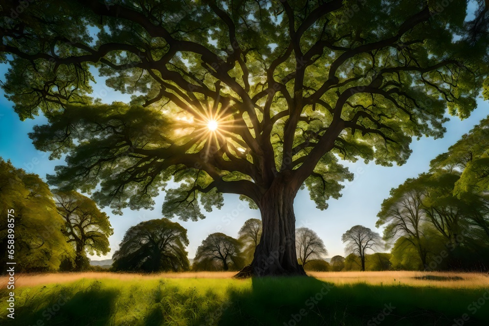 Sunset in the forest