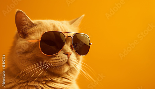 Orange Cat Wearing Sunglasses - Fun and Sunny Vibe © Eshan