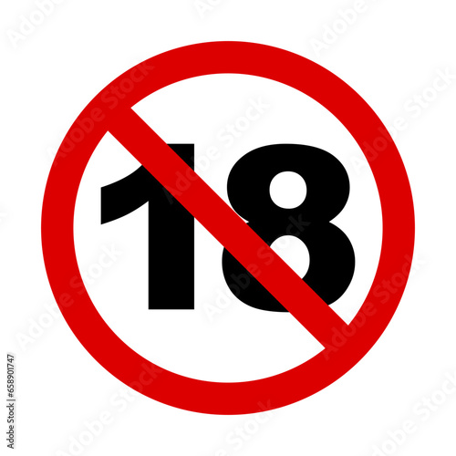 Prohibited under 18 years old icon. Age Restricted Content. Vector.