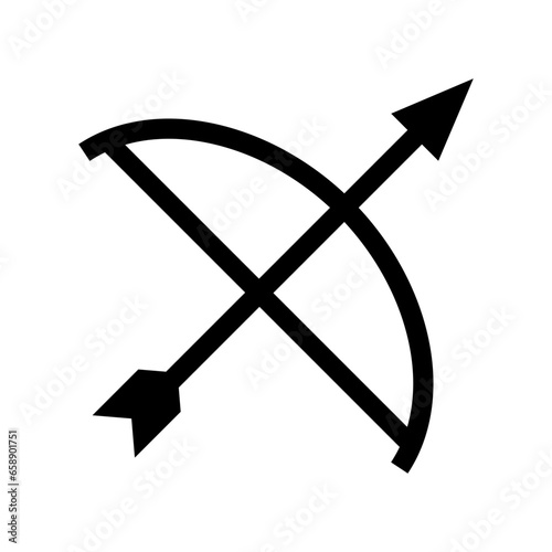 Simple bow and arrow silhouette icon. Vector.