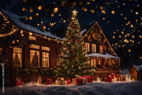 Christmas holiday. a Christmas tree and a beautifully adorned home