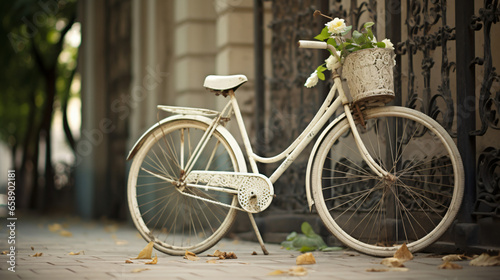 White vintage bicycle