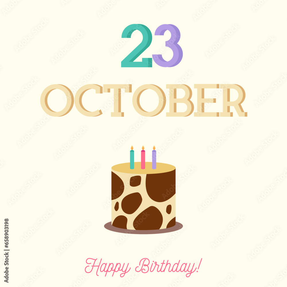 Happy Birthday typography card with a flat birthday cake Happy Birthday typography card with a flat birthday cake