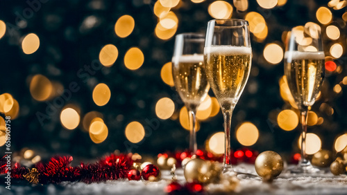 Champagne glasses in a festive atmosphere