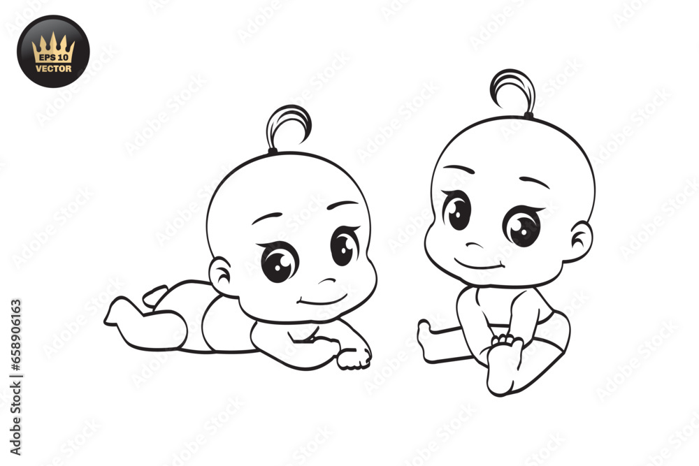 Baby Silhouette Stylized Line Logo Cute Simple Baby Silhouette Stylized Line Logo Cute Simple