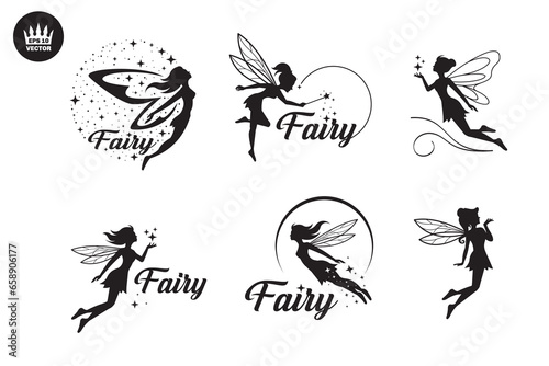 beautiful fairy monochrome vector template Fototapet