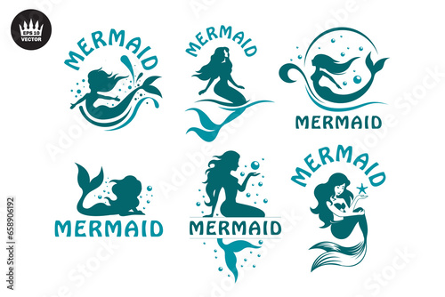 Beautiful Mermaid logo vector template